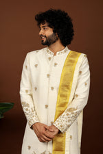 Thumbnail for Off White Embroidered Sherwani by Hilo Design