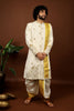 Off White Embroidered Sherwani by Hilo Design - Distacart