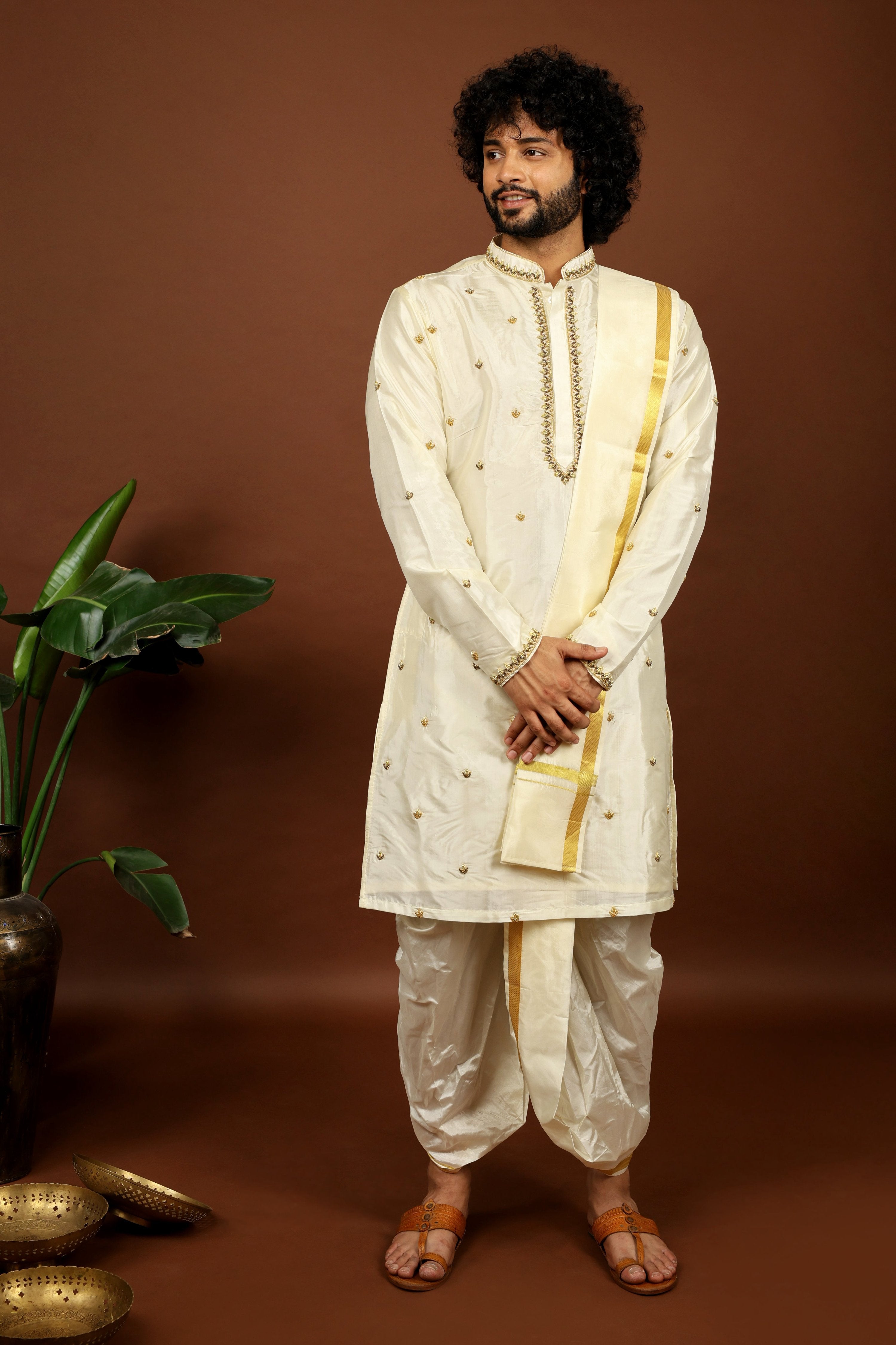 Hand Embroidered Pattu Set by Hilo Design - Distacart