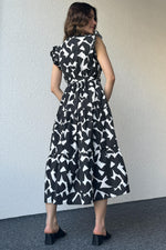 Thumbnail for Pimu V-Neck Maxi Dress with Graphic Print-Black
