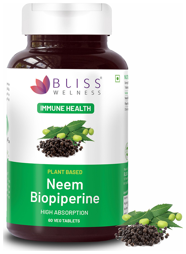 bliss welness immune health neem biopiperine veg tablet