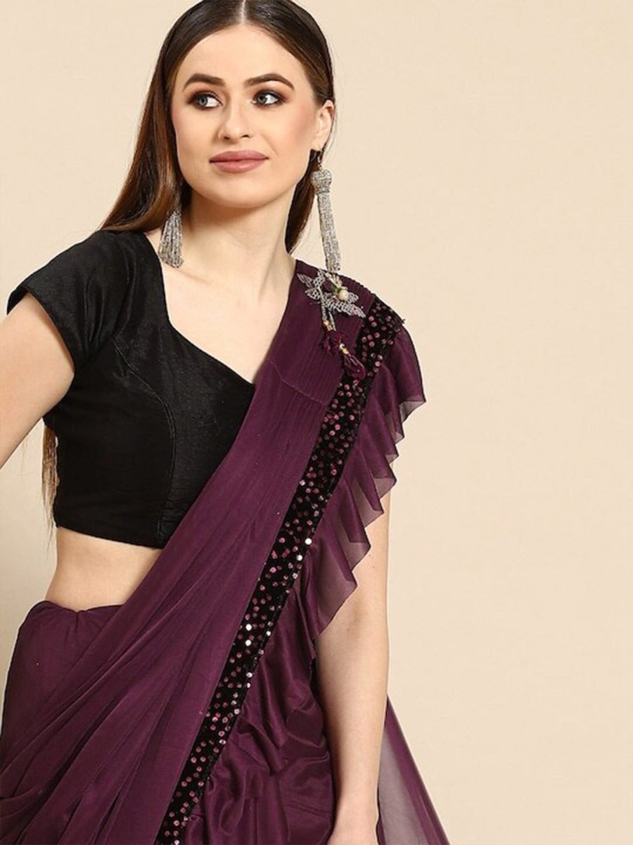 Anouk Sequinned Ruffles Saree - Distacart