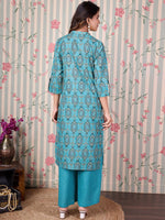 Thumbnail for Ode by House of Pataudi Printed Regular Pure Cotton Kurta with Trousers - Distacart
