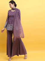 Thumbnail for Vishudh Ethnic Motifs Printed Empire Kurta with Sharara & Dupatta