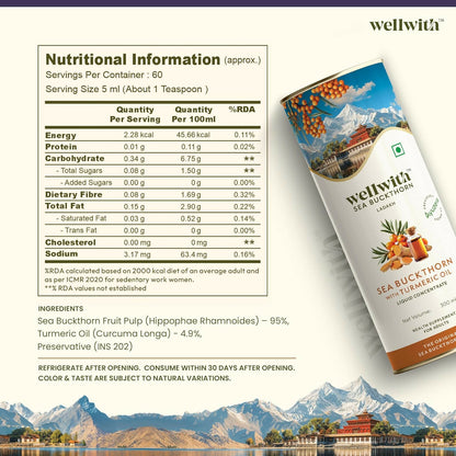 Wellwith Sea Buckthorn with Turmeric Curcumin Oil Juice - Distacart