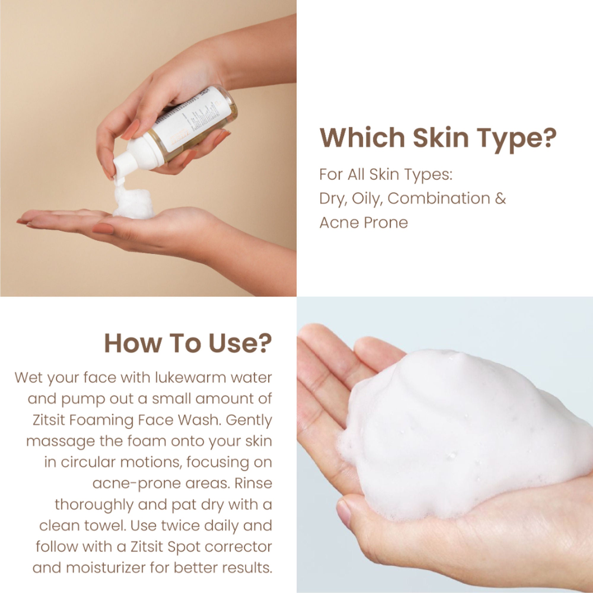 Personal Touch Skincare Zitsit Gentle Foaming Anti Acne Facewash pH 5 For Dry, Oily, Normal & Acne Prone - Distacart
