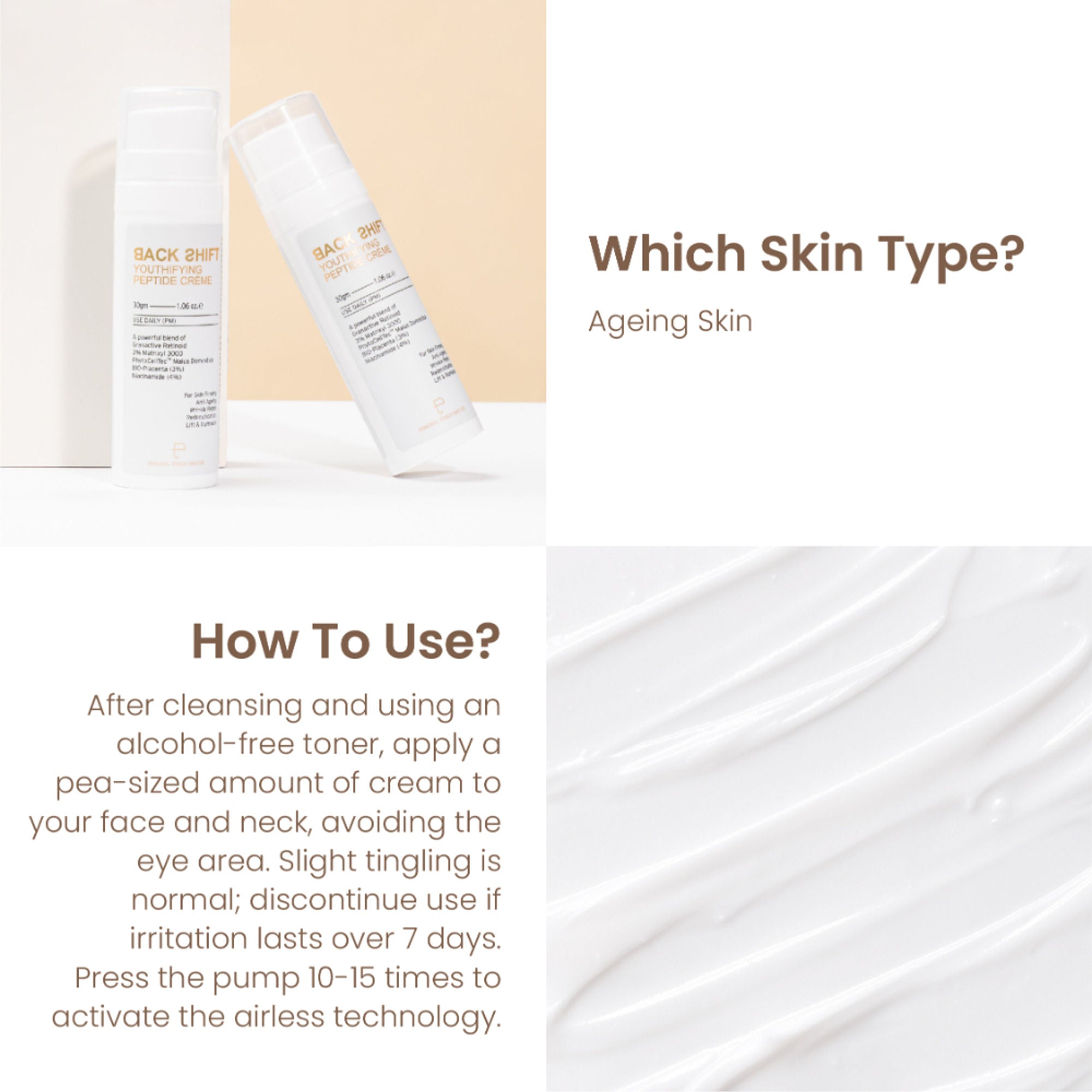 Personal Touch Skincare Backshift Anti Ageing Peptide Cream With Granactive Retinol, Bio Placenta & Niacinamide - Distacart
