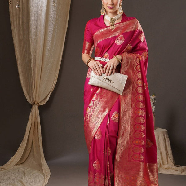 Anouk Floral Woven Design Zari Silk Blend Banarasi Saree - Distacart