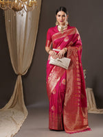 Thumbnail for Anouk Floral Woven Design Zari Silk Blend Banarasi Saree - Distacart