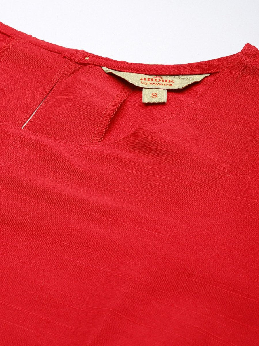 Anouk Women Red Solid Kurta with Trousers & Dupatta - Distacart