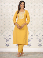 Thumbnail for Ode by House of Pataudi Ethnic Motifs Embroidered Sequinned Kurta - Distacart