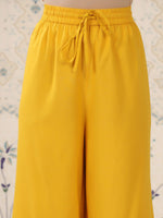 Thumbnail for Ode by House of Pataudi Red & Yellow Ethnic Motif Printed Notched Neck Kurta With Palazzos - Distacart