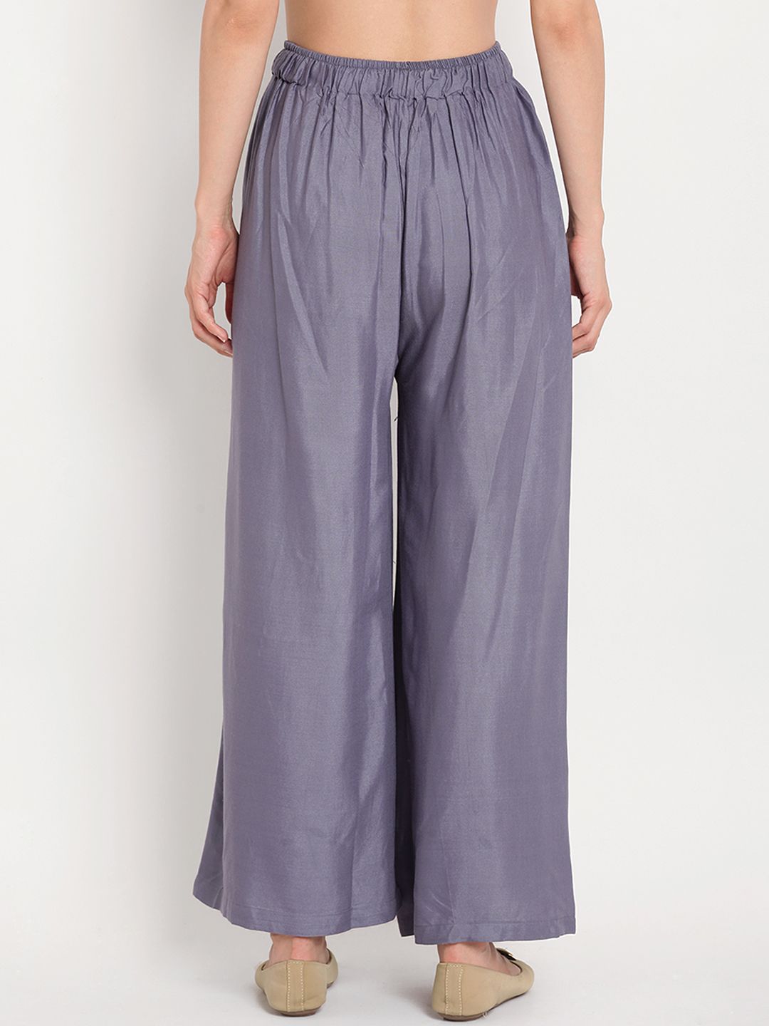 TAG 7 Women Grey Solid Flared Palazzos