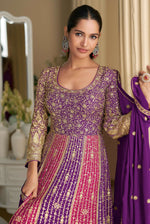 Thumbnail for Anaita Rani Pink Georgette Readymade Anarkali Suit with Embroidery Zarkan Work - Distacart