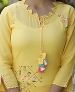 Thumbnail for Kaajh Women's Yellow Embroidery Kurta Sharara Set - Distacart