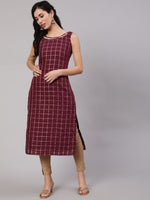 Thumbnail for Aks Checked Chanderi Silk Straight Kurta - Distacart
