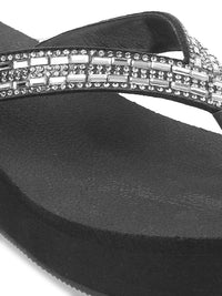 Thumbnail for Metro Women Black & Silver-Toned Embellished Heels