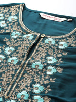 Thumbnail for All About You Ethnic Motifs Embroidered Yoke Design Regular Sequinned Kurta with Palazzos - Distacart