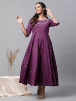 Thumbnail for AURELIA Ethnic Motifs Printed Flared Pure Cotton A-Line Maxi Dress