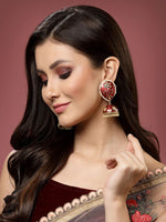 Thumbnail for Maroon Jhumka Earrings for Womens for Ethnic Party by House of Ree - Distacart