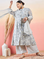 Thumbnail for Sztori Women Floral Printed A-Line Kurta With Palazzo & Dupatta - Distacart