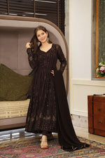 Thumbnail for Yash Enterprise Black Embroidered Georgette Suit Set