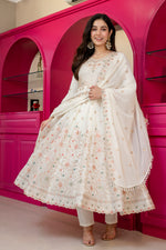 Thumbnail for Yash Enterprise Off White Georgette Party Wear Anarkali Suit Set - Dista