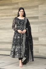Thumbnail for Yash Enterprise Balck Georgette Party Wear Suit Set Stitched