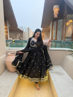 Thumbnail for Yash Enterprise Black Vichitra Silk Party Wear Embroidery Suit Set - Distacart