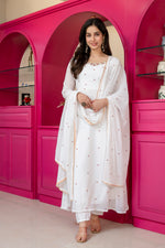 Thumbnail for Yash Enterprise White Georgette Party Wear Embroidery Suit Set - Dista
