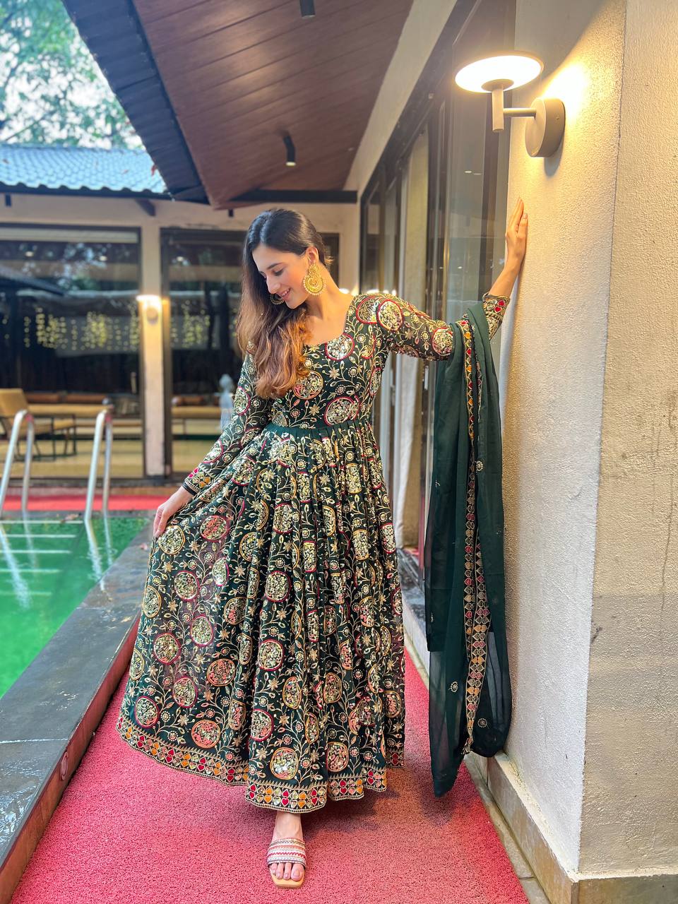 Yash Enterprise Multi Faux Georgette Embroidery Party Wear Suit Set