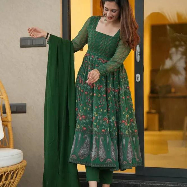 Yash Enterprise Sparkling Green Georgette Suit Set