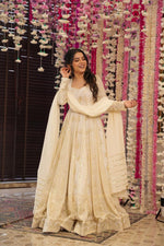 Thumbnail for Yash Enterprise Cream Georgette Embroidery Paert Wear Suit Set