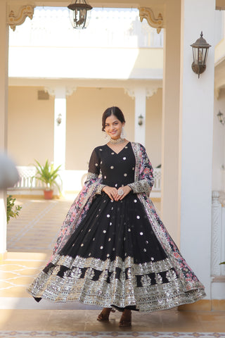 Yash Enterprise Black Georgette Embroidery Work Stiched Suit