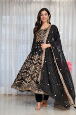 Thumbnail for Yash Enterprise Black Georgette Party Wear Anarkali Suit Set - Dista