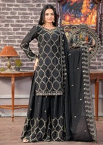 Thumbnail for Yash Enterprise Black Chinon Silk Party Wear Embroidery Party Wear Suit Set