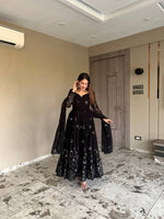 Thumbnail for Yash Enterprise Black Georgette Anarkali Suit In New Fancy Style