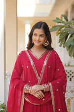 Thumbnail for Aastha Fashion Women's Rani Pink Faux Georgette Sequins Embroidered Anarkali Dress with Dupatta - Distacart
