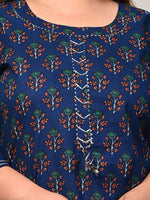 Thumbnail for Swasti Women Blue Ethnic Motifs Printed Thread Work Floral Kurta - Distacart