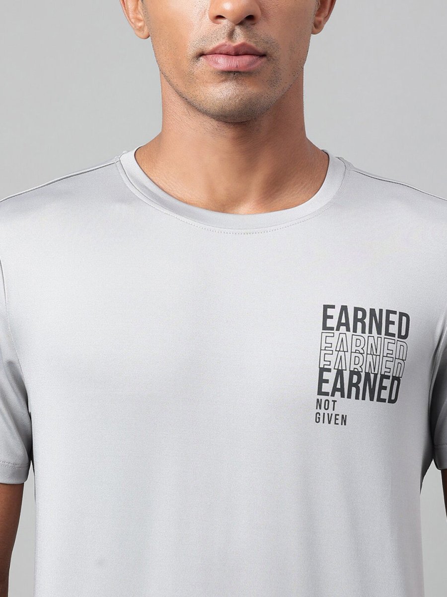 Alcis Typography Printed Anti-Static Dry Tech Slim Fit Sports T-shirt - Distacart