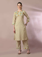 Thumbnail for Myshka Women's Multi Printed Cotton Straight Party Kurta Set - Distacart