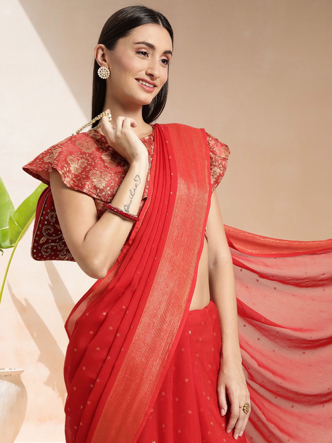 Mitera Floral Printed Ready to Wear Saree - Distacart