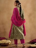 Thumbnail for Indo Era Bandhani Printed Pure Cotton Kurta With Trousers & Dupatta