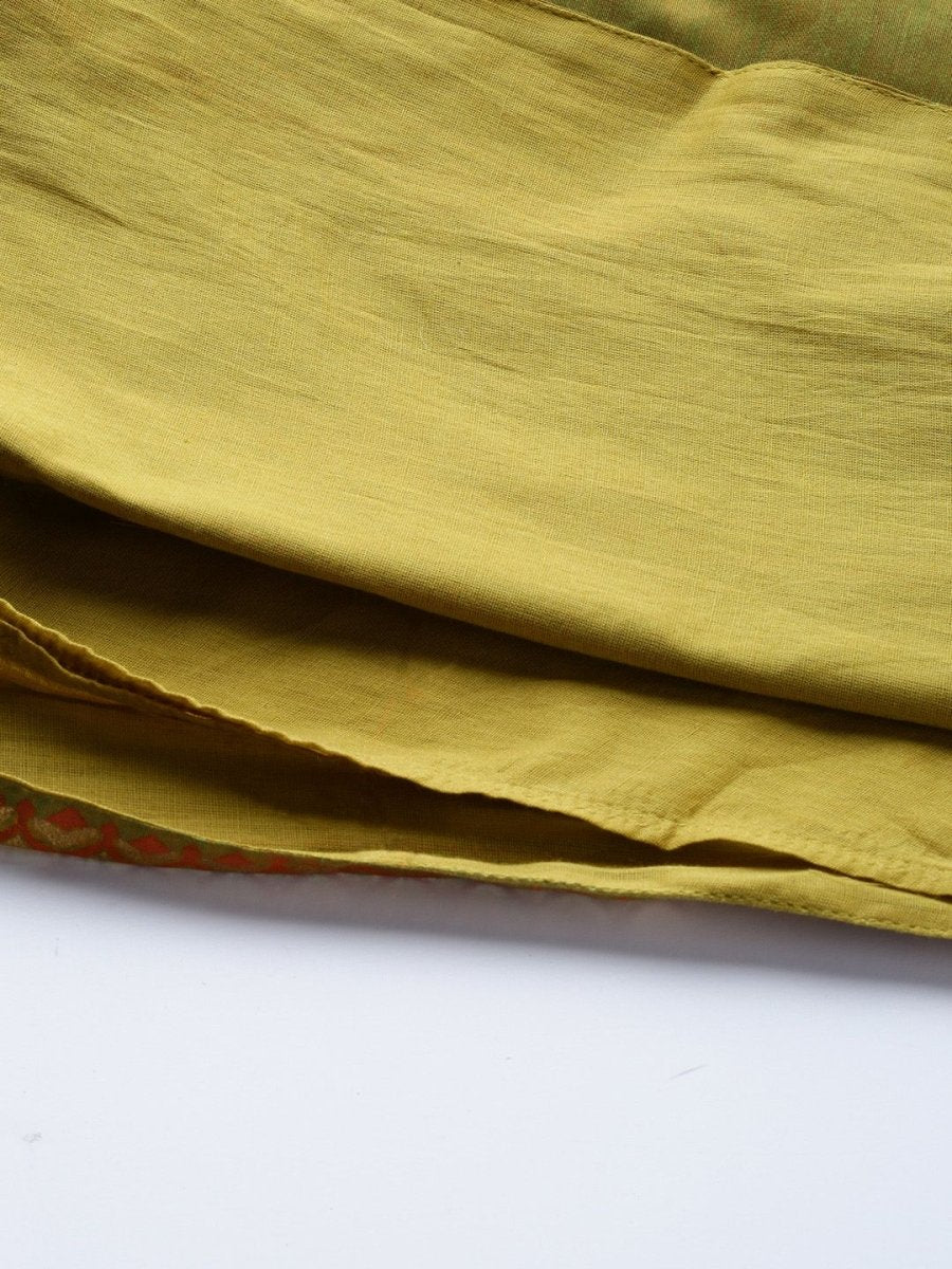 AURELIA Women Green & Golden Printed Maxi Dress - Distacart