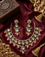 Thumbnail for Jewel City undan Gold-Plated Pink Pearl Choker Necklace Set | Indian Ethnic Bridal Wedding Jewellery | Handcrafted - Distacart
