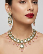 Thumbnail for Jewel City undan Gold-Plated Pink Pearl Choker Necklace Set | Indian Ethnic Bridal Wedding Jewellery | Handcrafted - Distacart