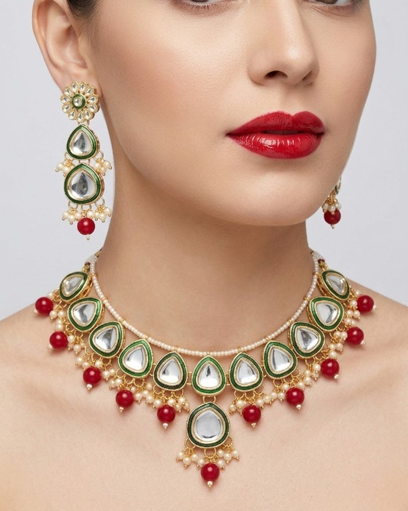 Jewel City undan Gold-Plated Pearl Choker Necklace Set | Indian Ethnic Bridal Wedding Jewellery | Handcrafted - Distacart