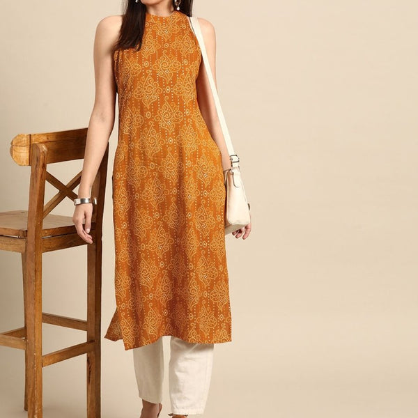 Anouk Women Yellow Bandhani Printed Kurta - Distacart