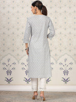 Thumbnail for Ode by House of Pataudi Floral Printed Straight Pure Cotton Kurta - Distacart