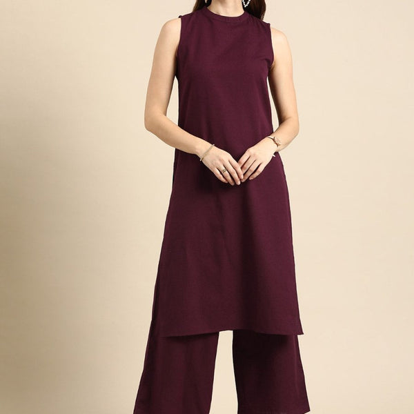 Anouk Women Regular Pure Cotton Kurta with Palazzos - Distacart